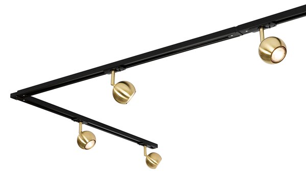 Nowoczesny system szynowy z 5 reflektorami złoty 1-fazowy - Iconic Gissi