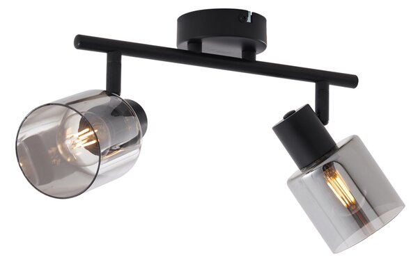 Nowoczesna lampa sufitowa czarna z okrągłymi kloszami z dymionego szkła - Cilin
