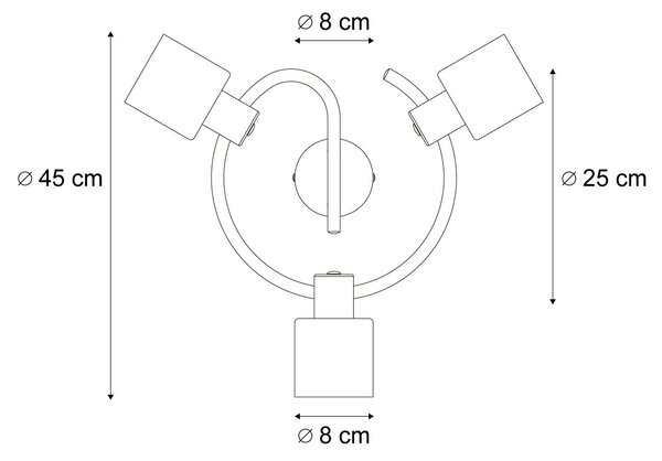 Nowoczesna lampa sufitowa czarna ze szklanym spiralnym kloszem 3-punktowym - Cilin