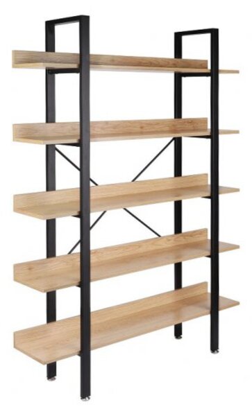 Regał Loft S15, z pięcioma półkami, do salonu, wysoki, drewniany