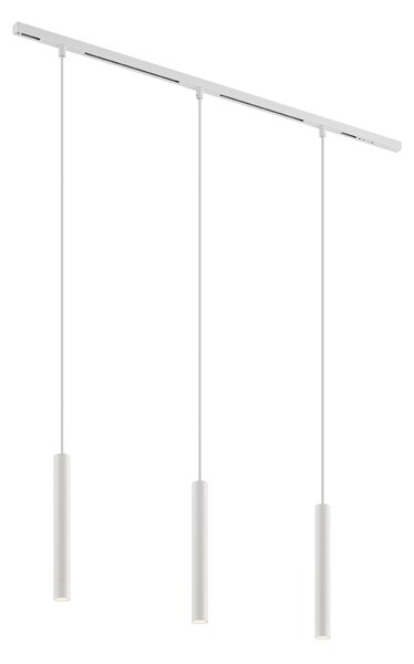 Nowoczesny system szynowy Slimline Keno z 3 białymi lampami wiszącymi 1-fazowy