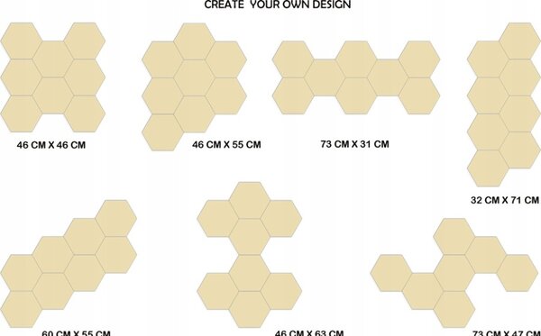 Lustro Ścienne Złote w Kształcie Hexagonu Hexagon Lustro Gold 8 Sztuk