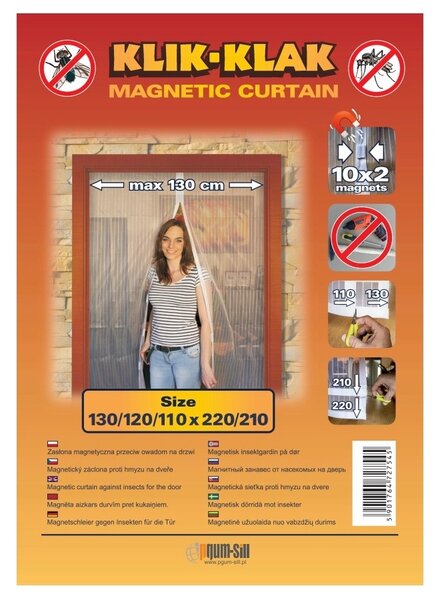 MOSKITIERA Na DRZWI BALKONOWE 110/120/130x210/220 Okno MAGNETYCZNA Drzwiowa