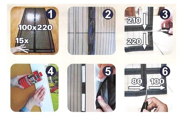 MOSKITIERA Na DRZWI BALKONOWE 80/90/100x210/220 MAGNETYCZNA drzwiowa MOCNA!