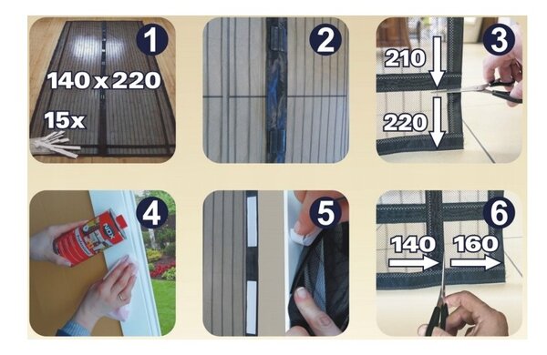 MOSKITIERA Na DRZWI BALKONOWE 140/150/160x210/220 Okno MAGNETYCZNA Drzwiowa