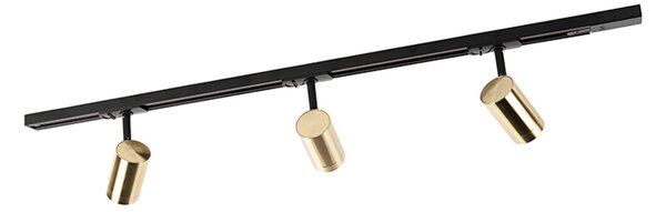 Nowoczesny system oświetlenia szynowego z 3 reflektorami, złoty, 1-fazowy - Iconic Jeana