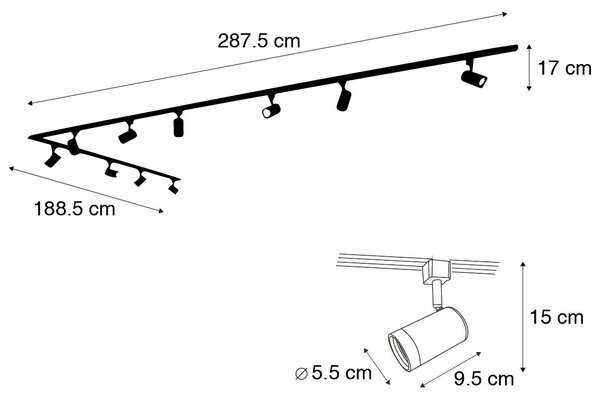 Inteligentny system oświetlenia szynowego z 10 reflektorami, biały, 1-fazowy, z 10 Wifi GU10 50mm - Iconic Jeana