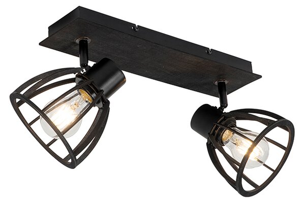 Industrialna lampa sufitowa czarna 2-światłowa - Fotu