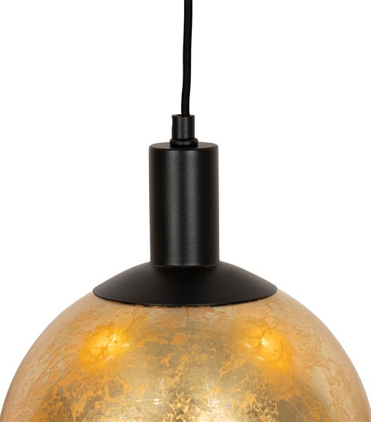 Designerska lampa wisząca czarna ze złotym szkłem 5-świateł - Bert