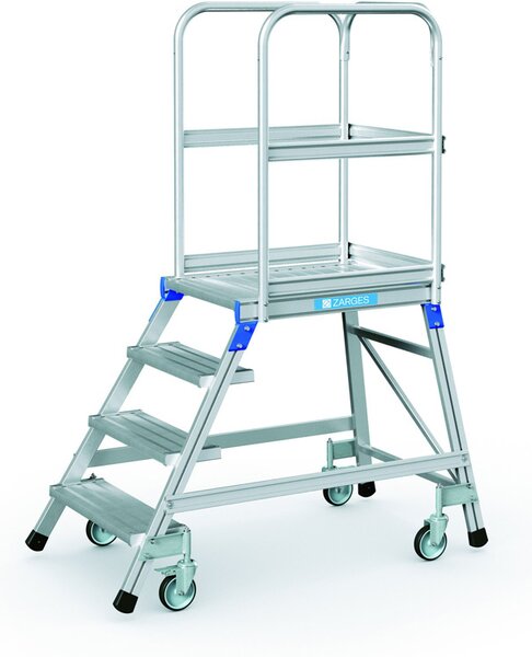 Mobilna aluminiowa drabina platformowa ze schodkami - 4 stopnie, 0,96 m