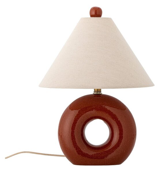 Czerwona/kremowa lampa stołowa ceramiczna z tekstylnym kloszem (wysokość 42 cm) Panja – Bloomingville