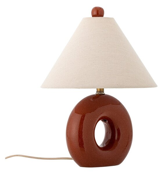 Czerwona/kremowa lampa stołowa ceramiczna z tekstylnym kloszem (wysokość 42 cm) Panja – Bloomingville