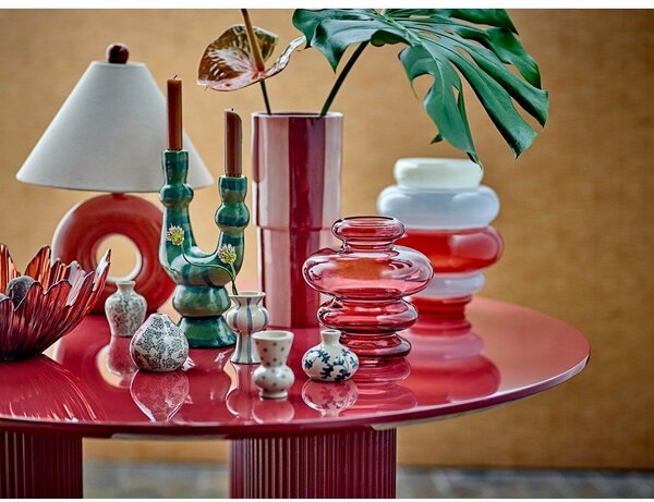 Czerwona/kremowa lampa stołowa ceramiczna z tekstylnym kloszem (wysokość 42 cm) Panja – Bloomingville
