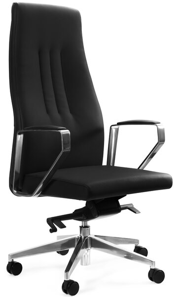 Elegancki fotel do biura Tweed z czarnej ekoskóry