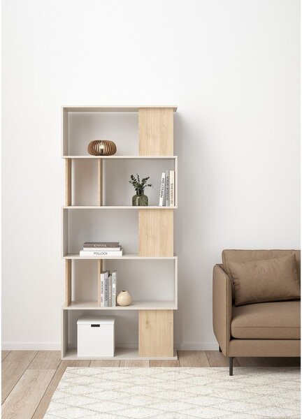 Kremowy regał w dekorze dębu 80x173,5x29,5 cm Maze – Tvilum
