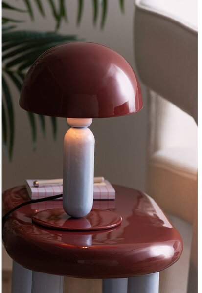 Bordowa/jasnoniebieska metalowa lampa stołowa (wysokość 30 cm) Firenze round – Leitmotiv