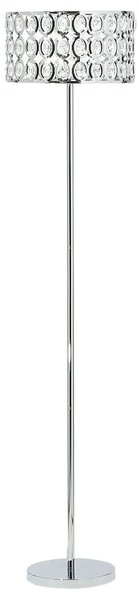 Lampa podłogowa srebrna wysoki połysk z kryształkami metalowa 160 cm Tenna Beliani