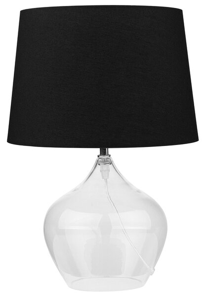 Nowoczesna lampa stołowa lekka przezroczysta szklana podstawa czarny klosz Osum Beliani