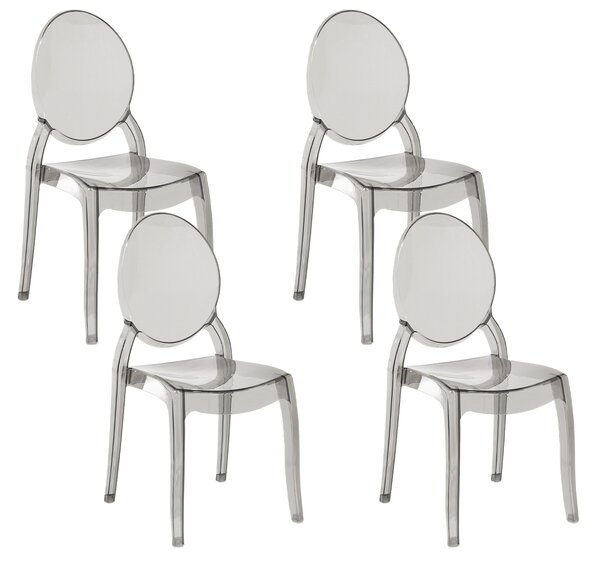 Zestaw 4 krzeseł do jadalni nowoczesne akrylowe transparentne czarne Merton Beliani