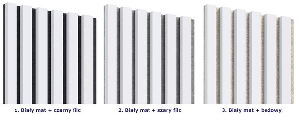 Akustyczne panele lamelowe 2 szt. biały mat E7-C67