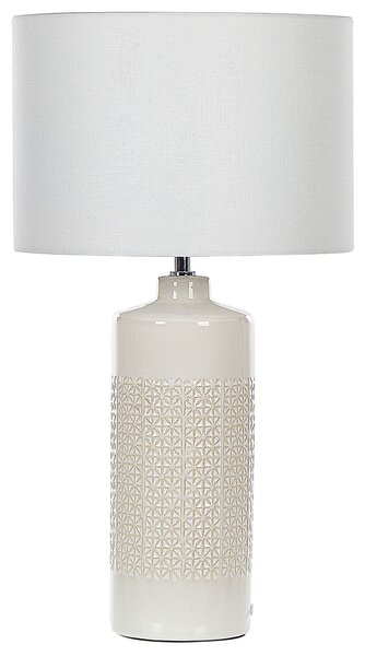 Lampka nocna skandynawska biała ceramiczna podstawa abażur tekstura 59 cm Anseba Beliani