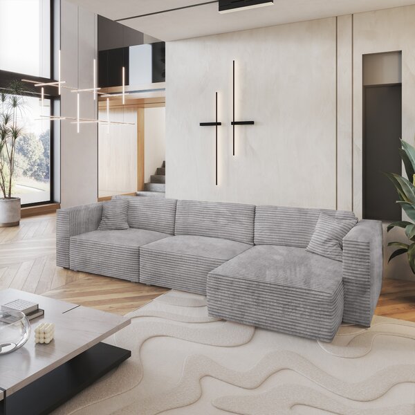 Masseno Narożnik TOLMO z funkcją spania i pojemnikiem na pościel Narozniki L, Rozkładana sofa - Jasnoszary, TILIA 86
