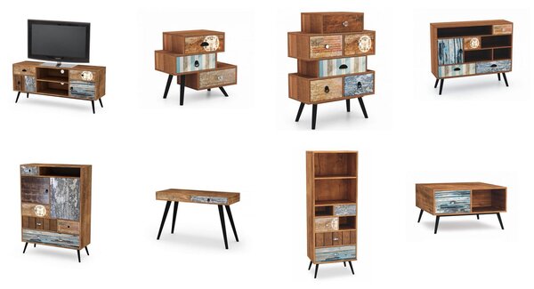 Kolorowa komoda w stylu retro vintage z szufladami | Umeblowana.com