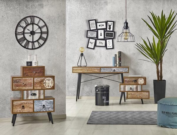 Regał w stylu vintage biblioteczka z szufladami | Umeblowana.com