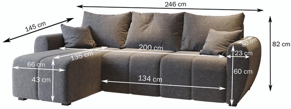 Masseno Narożnik MADISON z funkcją spania i pojemnikiem na pościel Narozniki L, Rozkładana sofa - Beżowy, PAROS 02