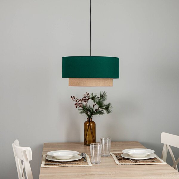 Lampa wisząca Boho Duolla, możliwość ściemniania, zielony, sypialnia, metal