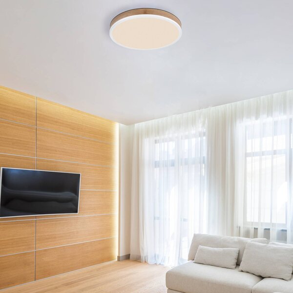 Globo Lampa sufitowa Doro, biały / opal, salon / jadalnia, drewno, nowoczesny