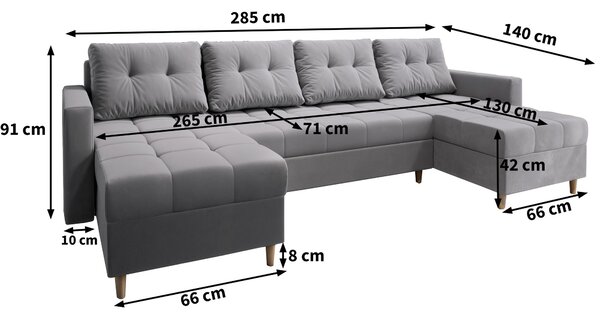 Masseno Narożnik MILO z funkcją spania i pojemnikiem na pościel Narozniki U, Rozkładana sofa - Żółty, KRONOS 01