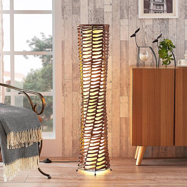 Lampa stojąca Joas Lindby, brązowy / rdzawy, salon / jadalnia, papier / lunolit / lunopal, nowoczesny