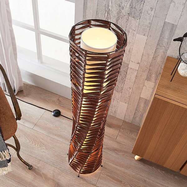 Lampa stojąca Joas Lindby, brązowy / rdzawy, salon / jadalnia, papier / lunolit / lunopal, nowoczesny