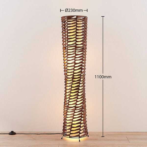 Lampa stojąca Joas Lindby, brązowy / rdzawy, salon / jadalnia, papier / lunolit / lunopal, nowoczesny