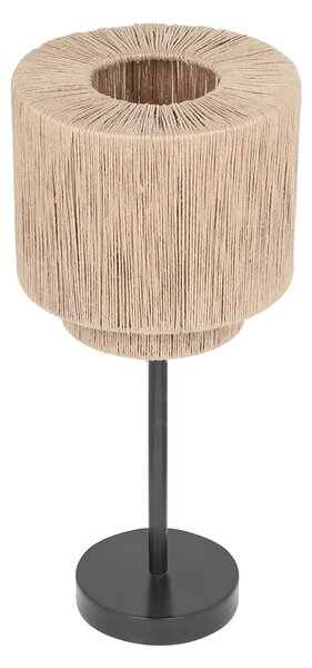 Lampa stołowa Japandi czarna z brązowym sznurem - Smilla