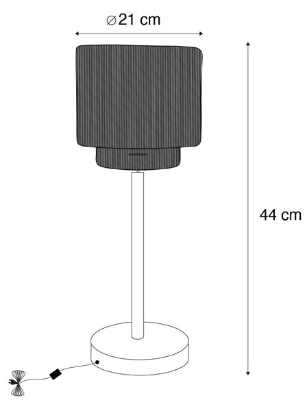 Lampa stołowa Japandi czarna z brązowym sznurem - Smilla