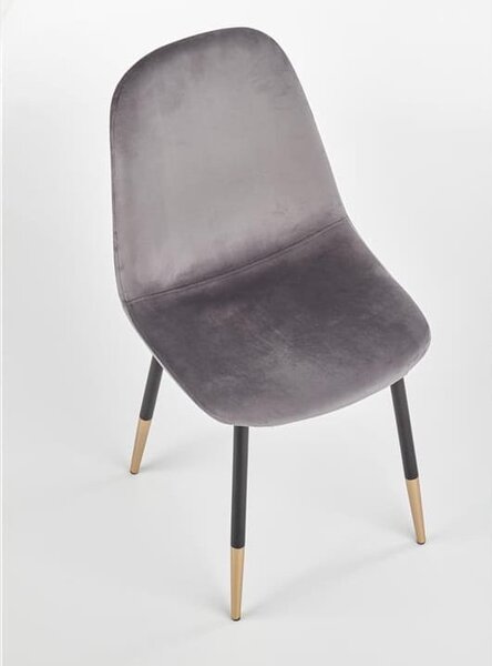 Popielate krzesło z tkaniny velvet w stylu glam | Umeblowana.com