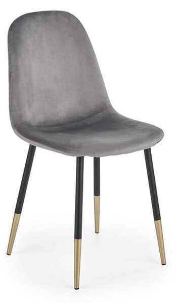 Popielate krzesło z tkaniny velvet w stylu glam | Umeblowana.com