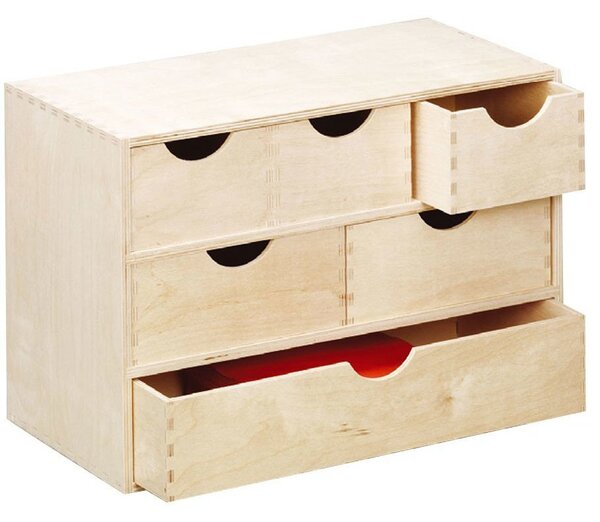 Pojemnik na drobiazgi, 6 szuflad, drewniany, ZELLER