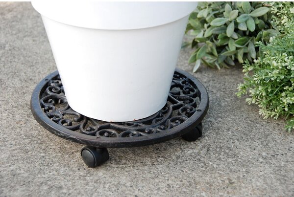 Metalowy kwietnik na kółkach ø 29 cm Ornament – Esschert Design