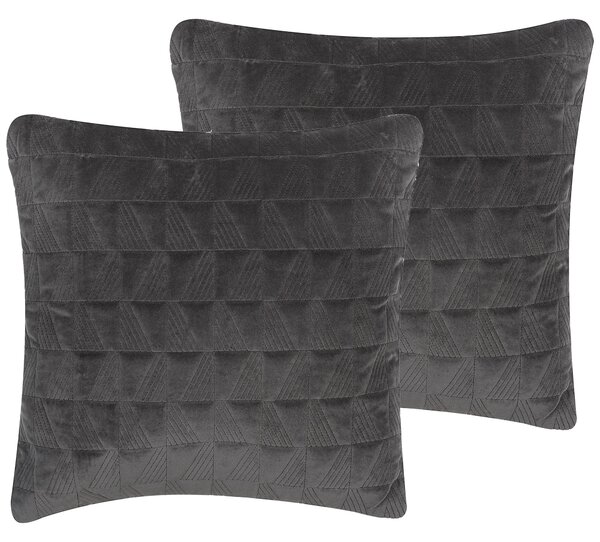 2 poduszki dekoracyjne szare bawełniane wzór geometryczny 45 x 45 cm Lalam Beliani