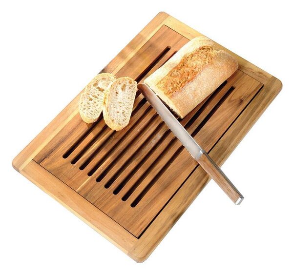 Deska do krojenia chleba ze zbiornikiem na okruszki, drewno akacjowe, 47 x 32 cm