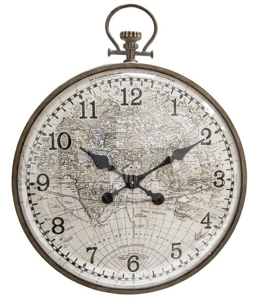 Zegar ścienny z dekoracyjną grafiką mapy świata, Ø 55 cm
