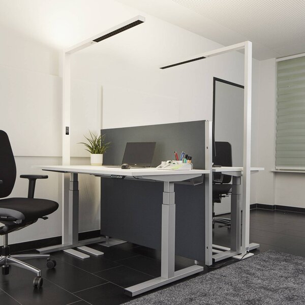 Lampa stojąca Jolinda Arcchio, możliwość ściemniania, biały / opal, biuro, aluminium, nowoczesny