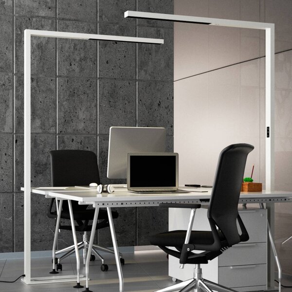 Lampa stojąca Jolinda Arcchio, możliwość ściemniania, biały / opal, biuro, aluminium, nowoczesny