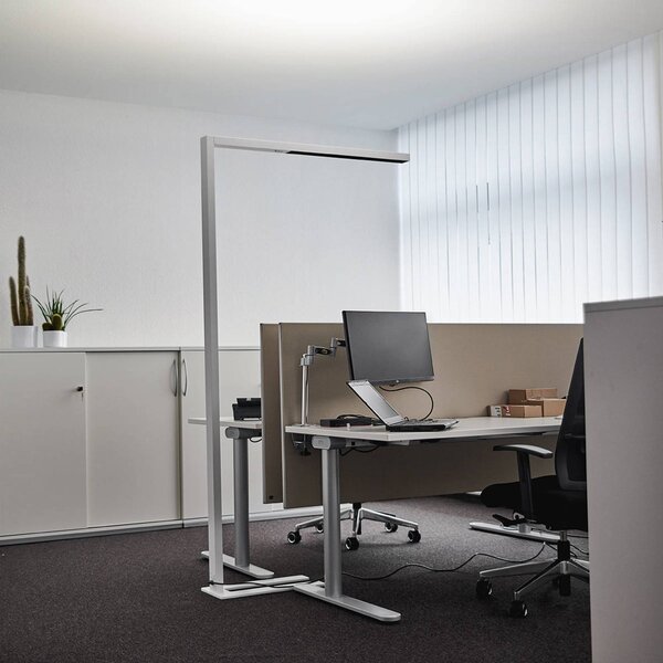 Lampa stojąca Jolinda Arcchio, możliwość ściemniania, biały / opal, biuro, aluminium, nowoczesny