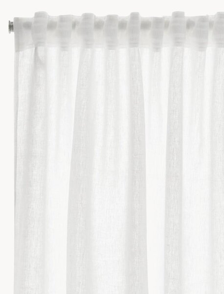 Komplet zasłon półtransparentnych z lnu na taśmie Alexandra, 2 elem., S 135 cm