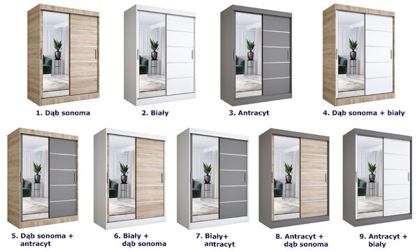 Dwudrzwiowa szafa przesuwna antracyt + biały 150 cm D3-A29