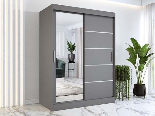 Antracytowa dwudrzwiowa szafa przesuwna 150 cm R1-H72